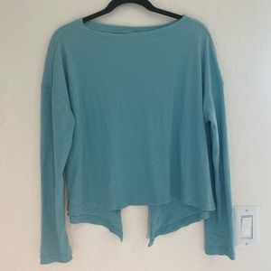Zella Blue Ribbed Long Sleeve Open Back Size M